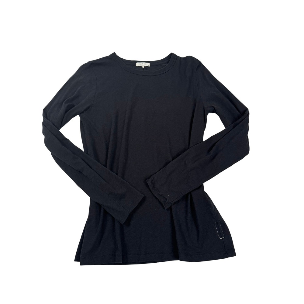Rag & Bone Womens Black 100% Pima Cotton Long Sleeve Crew Neck Tee Size M
